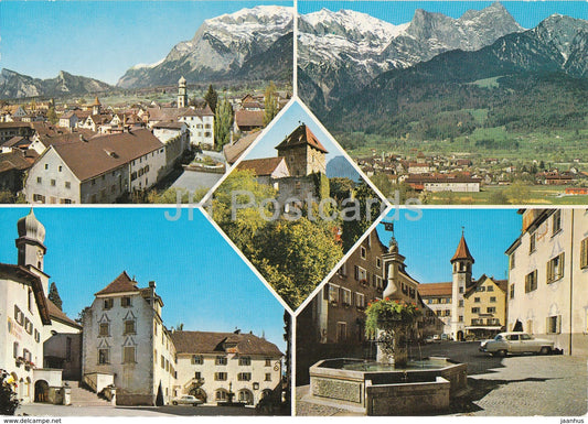 Maienfeld mit Falknis und Gleckhorner - multiview - Switzerland - unused - JH Postcards