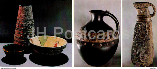 ornamental vases - pitcher - jug - porcelain and faience - applied art - Armenian art - 1984 - Russia USSR - unused - JH Postcards