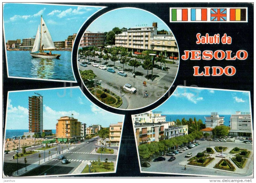 Saluti da Jesolo Lido - boat - hotel - Veneto - Venezia - 14 - Italia - Italy - sent from Italy to Germany 1978 - JH Postcards