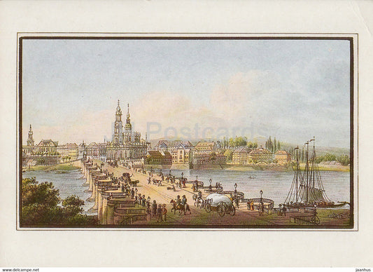 painting by Ludwig Richter - Dresden von der Neustadt gesehen - German art - Germany - unused - JH Postcards
