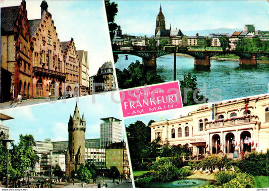 Grusse aus Frankfurt am Main - Romer - Mainufer - Zoo - multiview - 1292 - Germany - unused - JH Postcards
