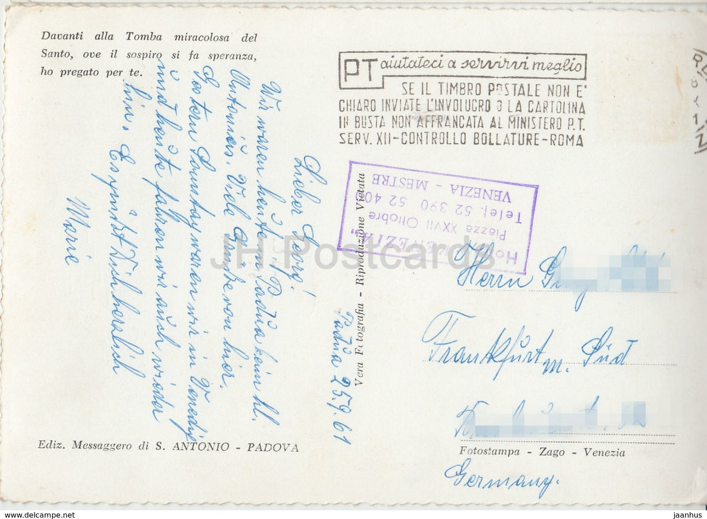 Padova - Basilica del Santo - Cappella dell'Arca - 2543 - Italy - 1961 - used