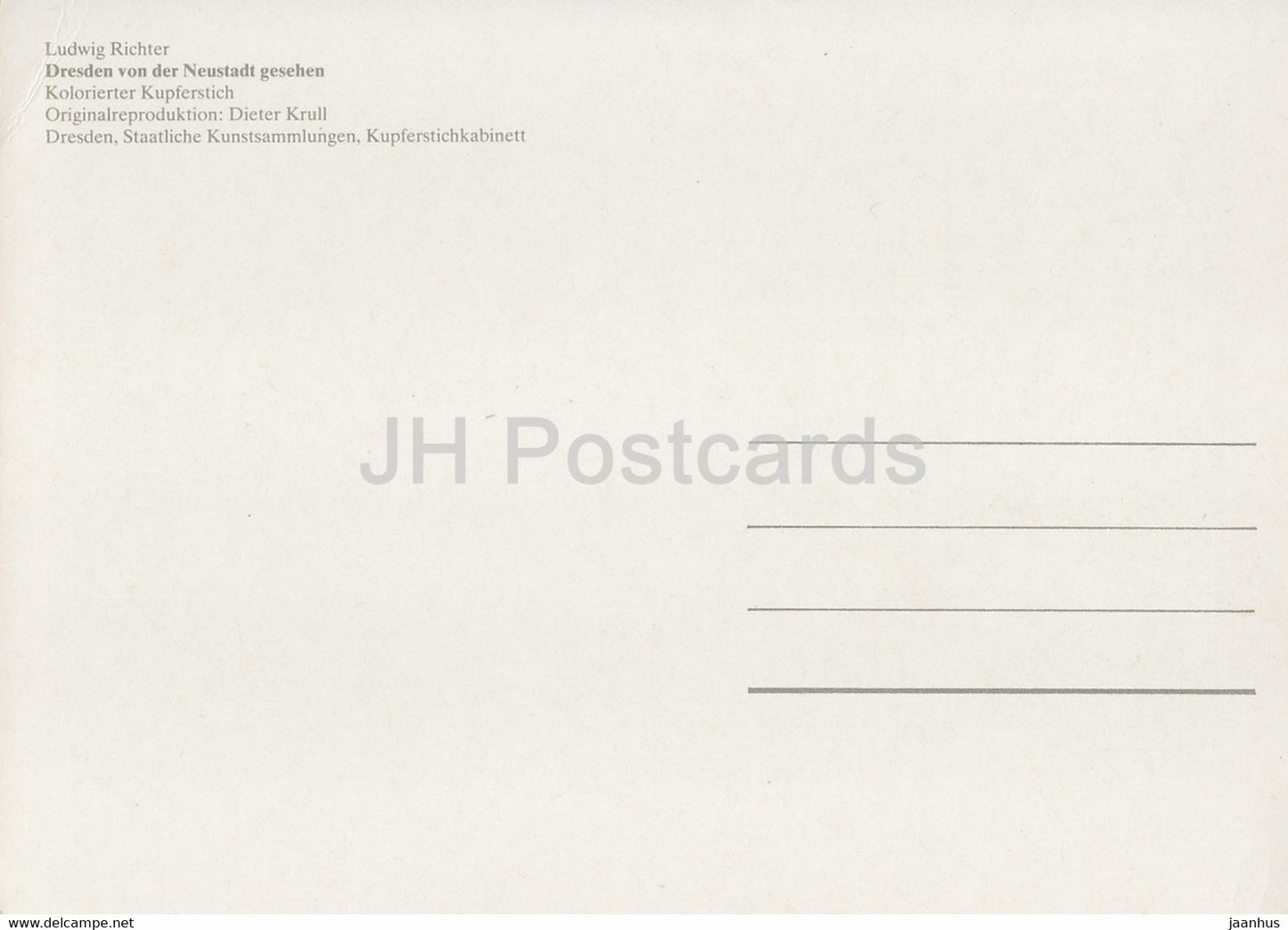 painting by Ludwig Richter - Dresden von der Neustadt gesehen - German art - Germany - unused
