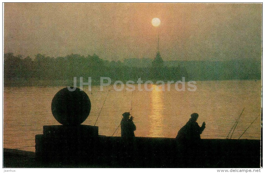 fishing - Neva river -White Nights - Leningrad - St. Petersburg - 1974 - Russia USSR - unused - JH Postcards