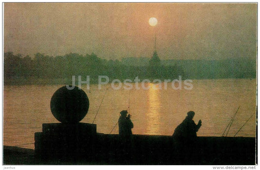 fishing - Neva river -White Nights - Leningrad - St. Petersburg - 1974 - Russia USSR - unused - JH Postcards