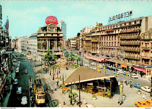 Bruxelles - Brussels - La Place de Brouckere - square - tram - 114 - 1965 - Belgium - used