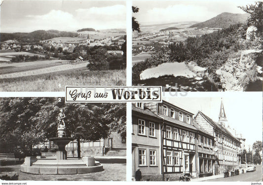 Gruss aus Worbis - Teilansicht - Blick vom Kanstein - Krengeljager - Ernst Thalmann Strasse - Germany DDR - used - JH Postcards