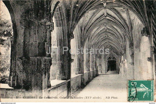 Cahors - La Cathedrale - Galerie du Cloitre - cathedral - 13 - old postcard - 1911 - France - used - JH Postcards