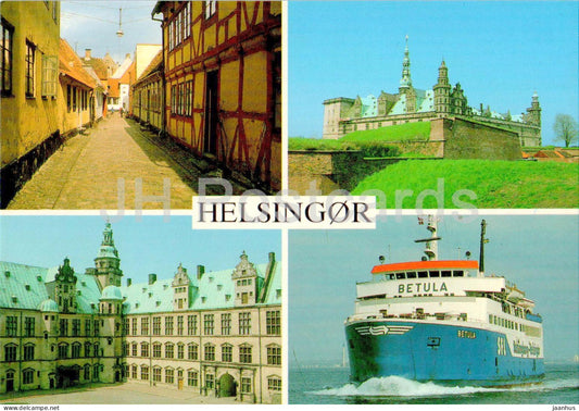 Helsingor - street view - castle - ship Betula - multivew - HEL 1 - Denmark - unused - JH Postcards