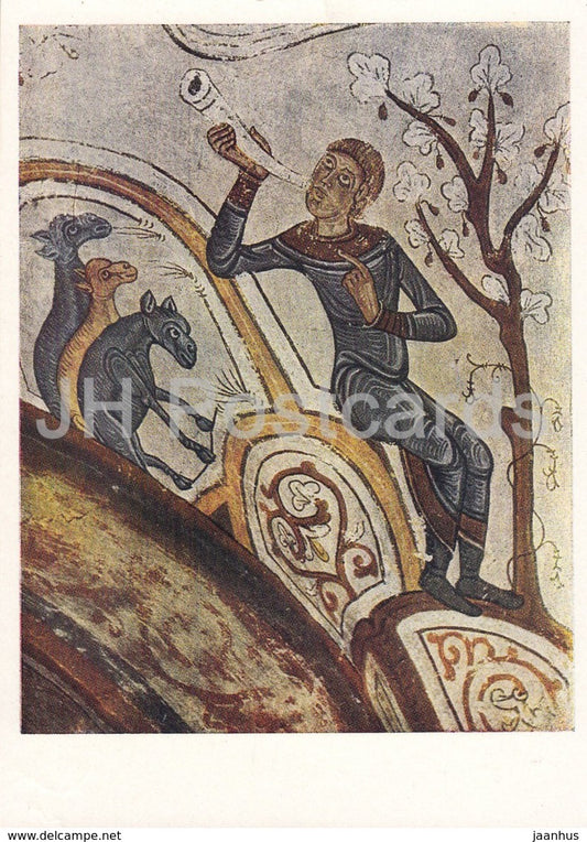 Detail of frescoe from the Annunciation to the Shepherds - Shepherd - 1961 - Russia USSR - unused - JH Postcards