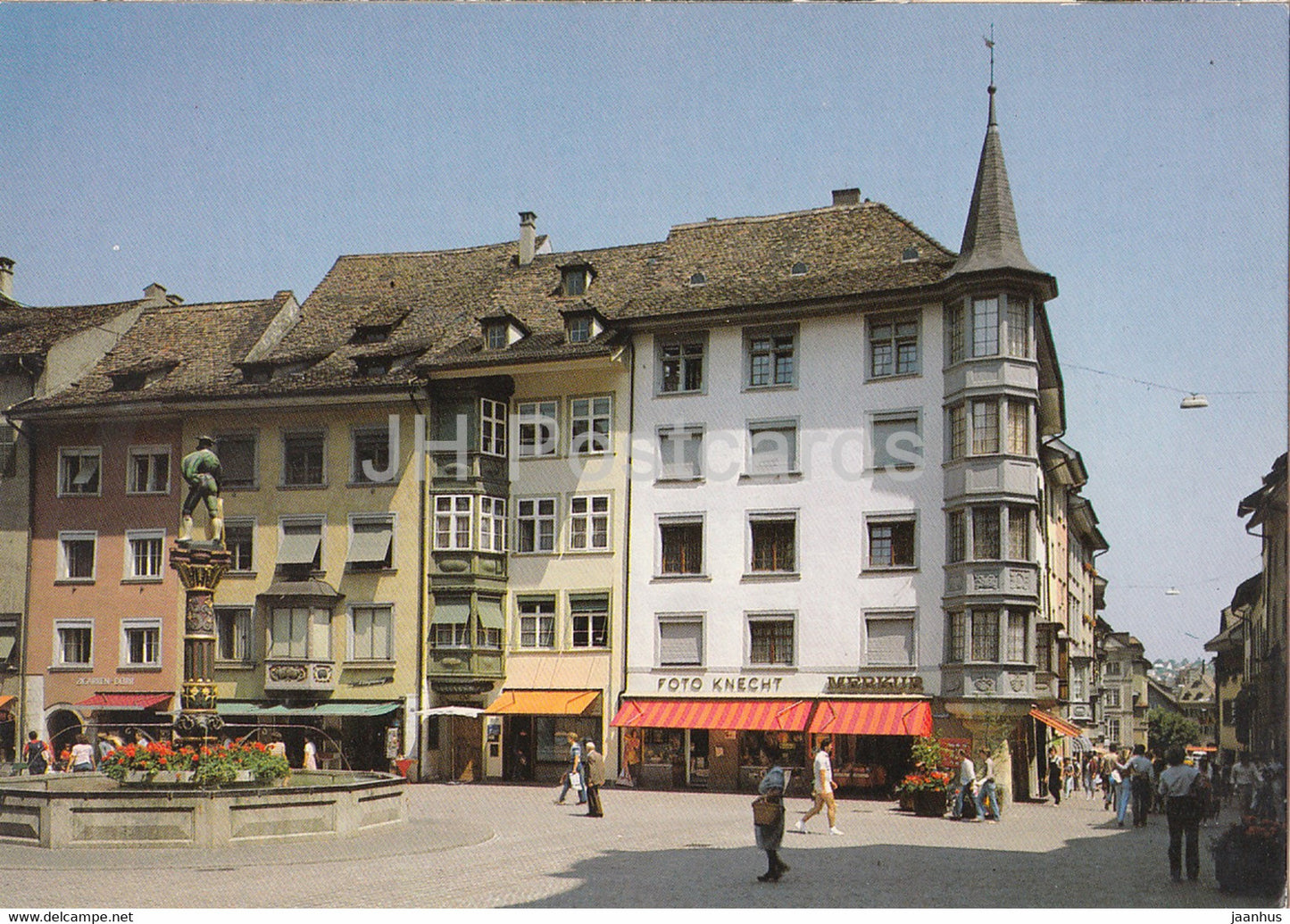Schaffhausen - Fronwagplatz mit Landknechtbrunnen - 2327 - Switzerland - used - JH Postcards
