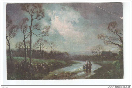 illustration - house - road - L&P 864/1 - old postcard - circulated in Estonia 1928 Tudulinna Rakvere - used - JH Postcards