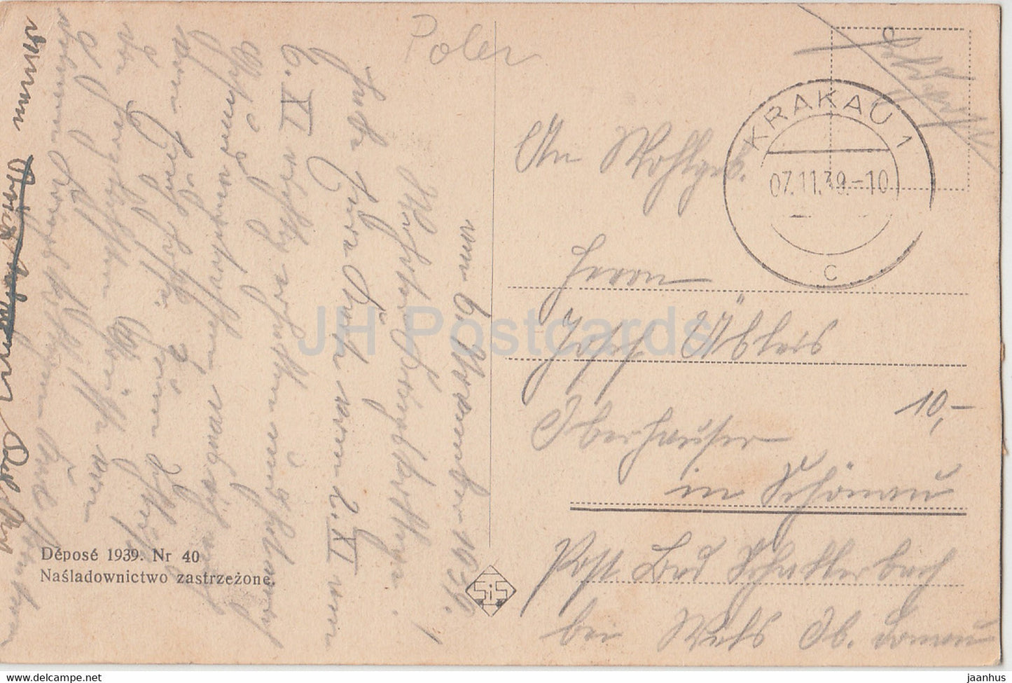 Cracovie - Sukiennice - Tuchhaus - Feldpost - carte postale ancienne - 1939 - Pologne - utilisé