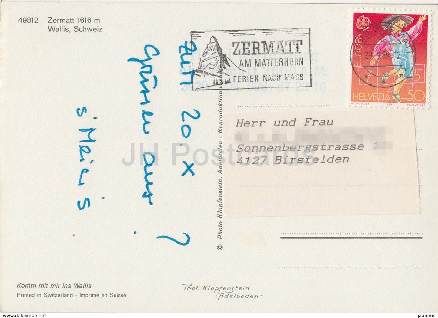 Telegramm aus Zermatt - multiview - 49812 - 1989 - Switzerland - used