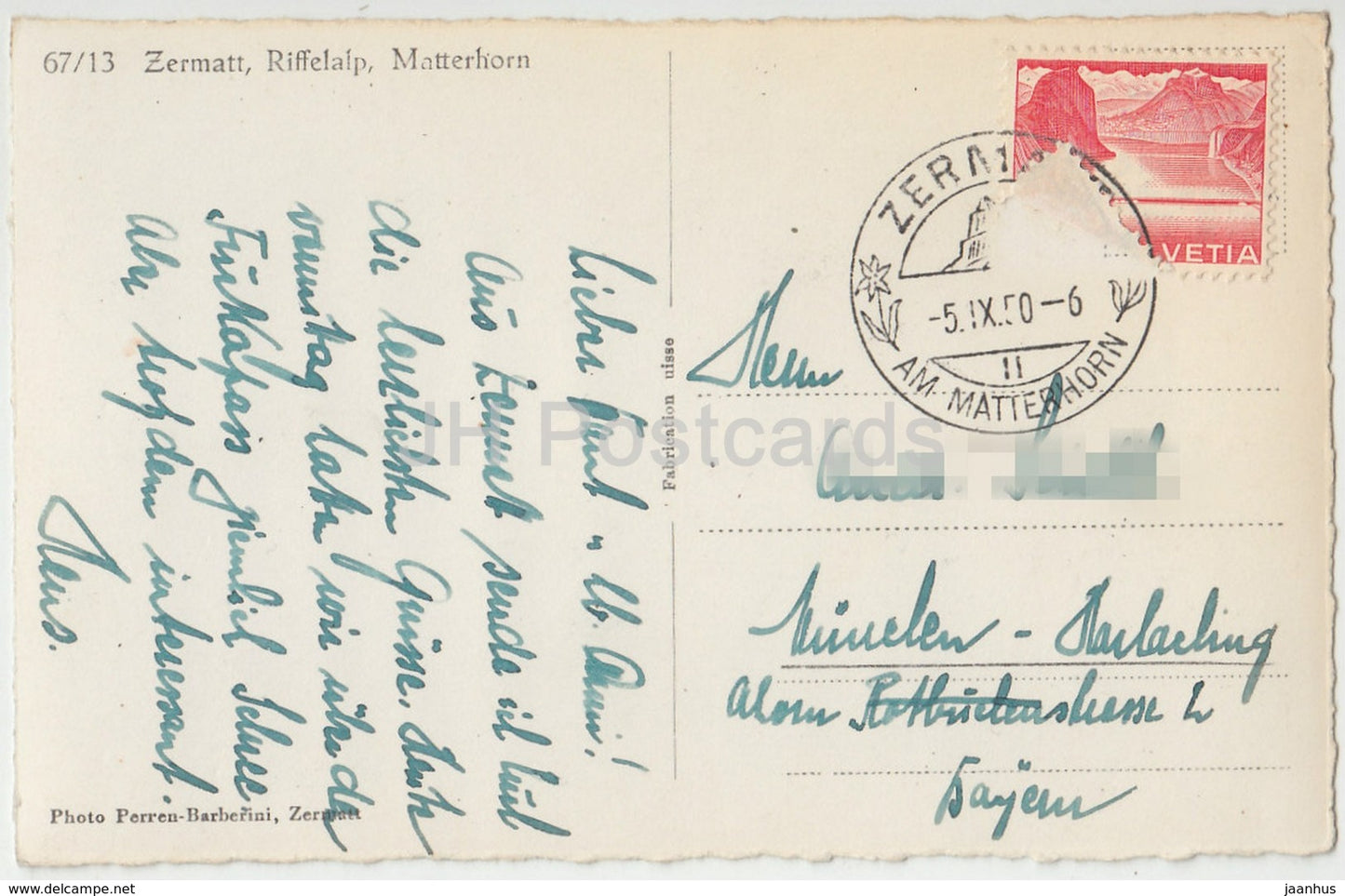 Zermatt Riffelalp Matterhorn – 67/13 – Schweiz – 1950 – gebraucht