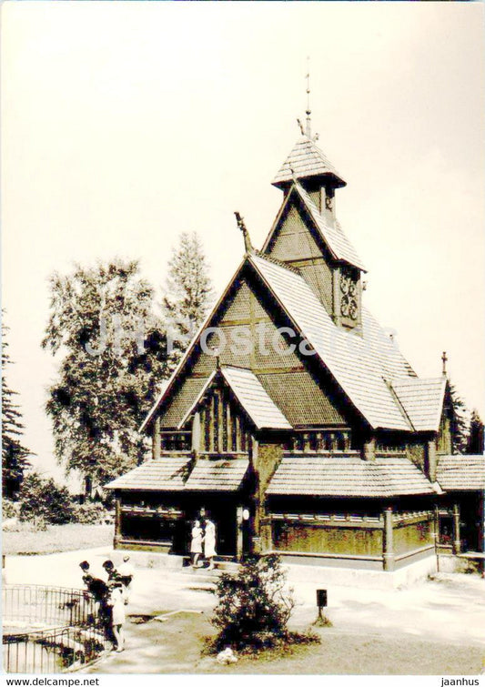 Karpacz Bierutowice - Swiatynia Wang - Temple of Wang - drewniany kosciolek - wooden church - 1970 - Poland - used - JH Postcards