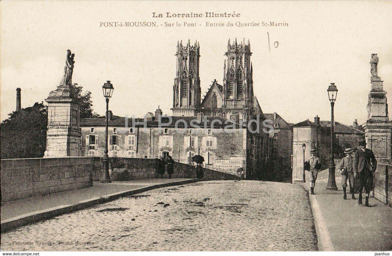 Pont a Mousson - Sur le Pont - Entree du Quartier St Martin - bridge - 1 - old postcard - France - unused - JH Postcards