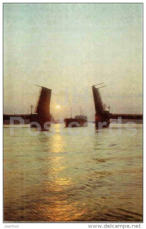 bridge - Neva river -White Nights - Leningrad - St. Petersburg - 1974 - Russia USSR - unused - JH Postcards