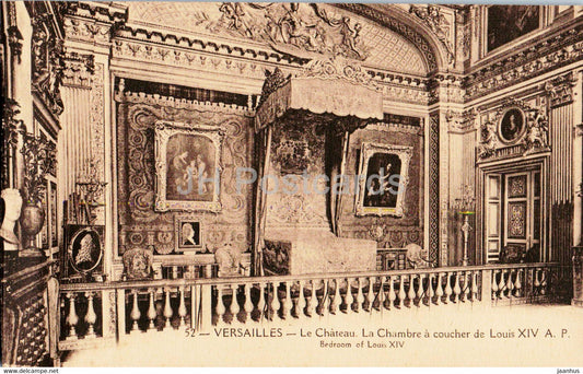 Versailles - Le Chateau - La Chambre a coucher de Louis XIV - 52 - old postcard - France - unused - JH Postcards