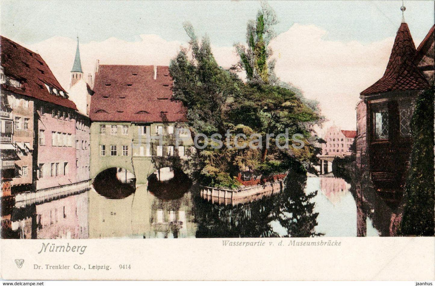 Nurnberg - Nuremberg - Wasserpartie v d Museumsbrucke - 9414 - old postcard - Germany - unused - JH Postcards