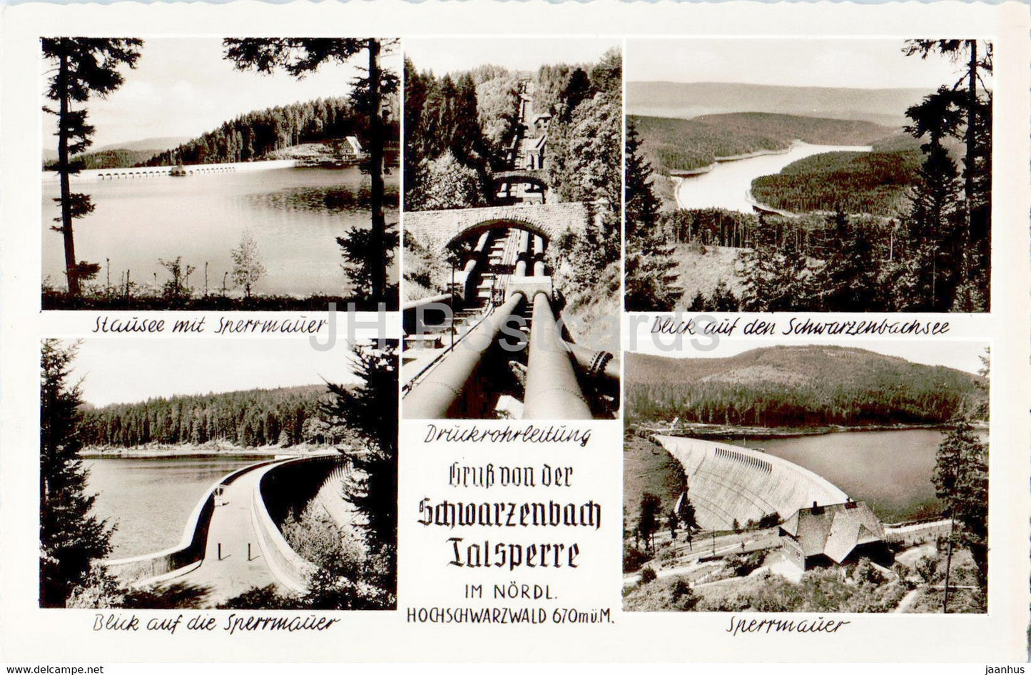 Gruss von der Schwarzenbach Talsperre - Stausee - Sperrmauer - Schwarzenbachsee - old postcard - Germany - unused - JH Postcards
