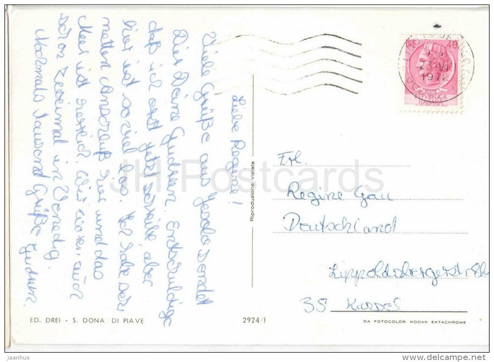 Jesolo Lido - beach - Veneto - Venezia - 2924/f - Italia - Italy - sent from Italy to Germany 1972 - JH Postcards