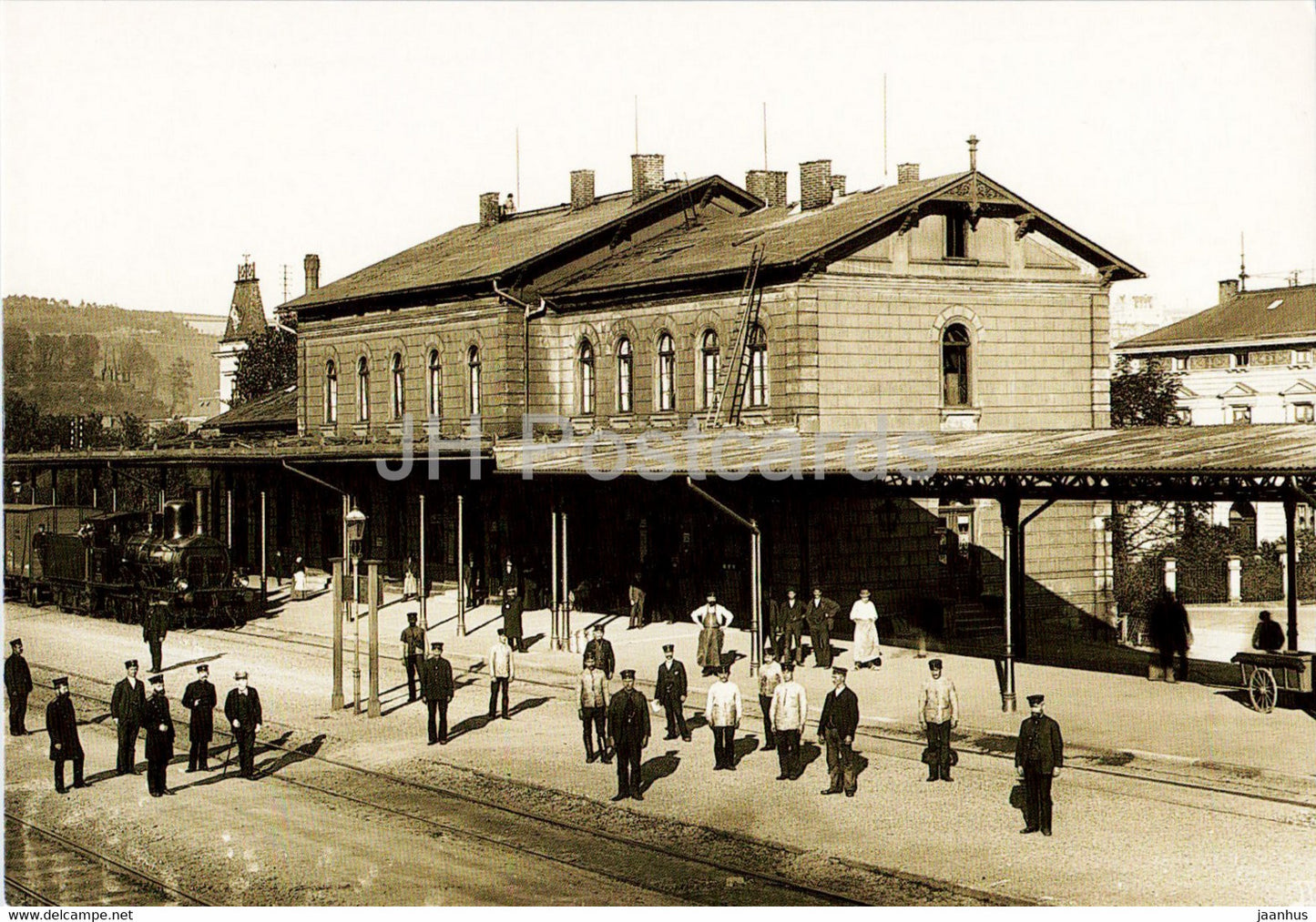 Greizer Hauptbahnhof um 1800 - railway station - locomotive - train - REPRODUCTION - Germany - unused - JH Postcards