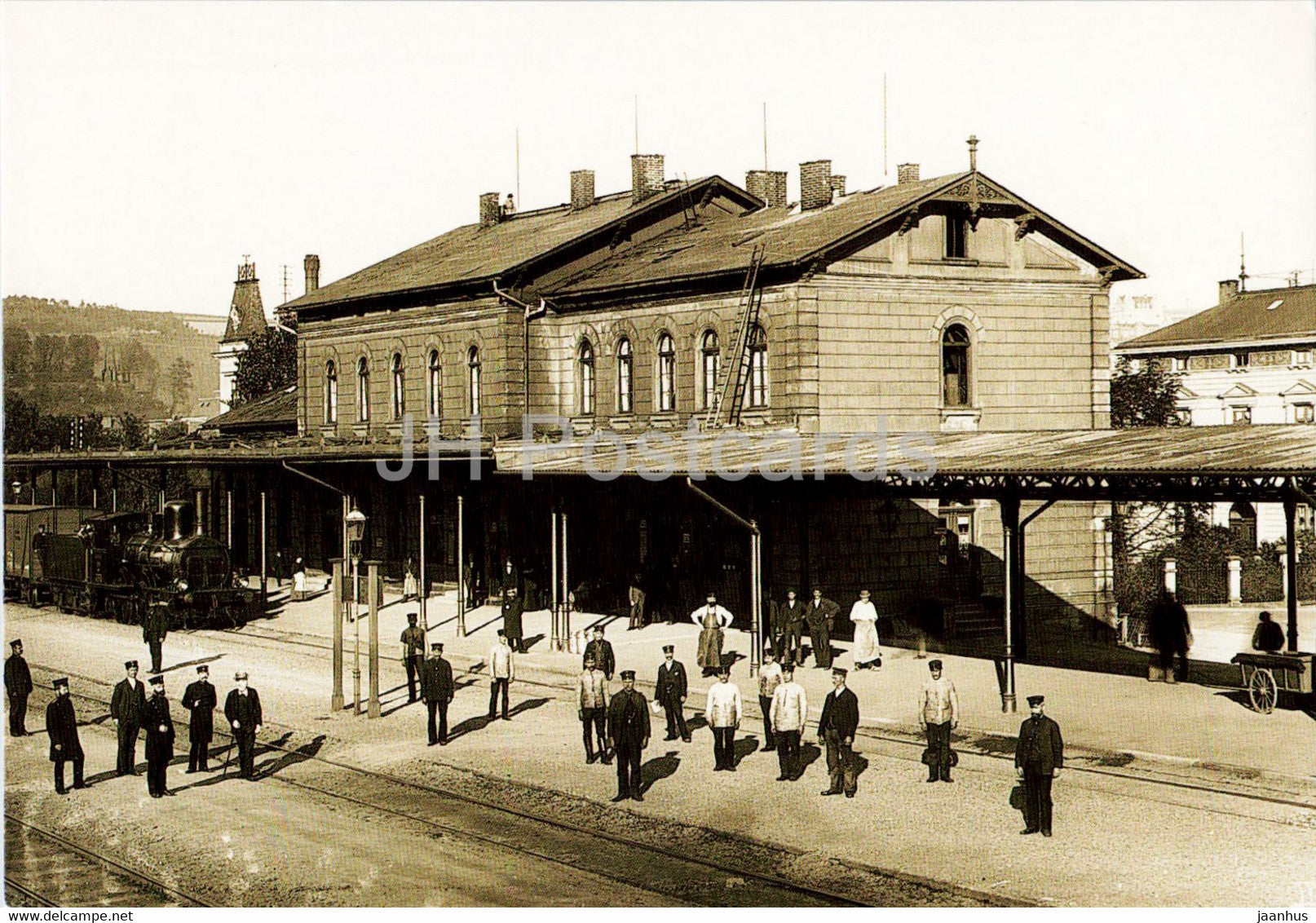 Greizer Hauptbahnhof um 1800 - railway station - locomotive - train - REPRODUCTION - Germany - unused - JH Postcards