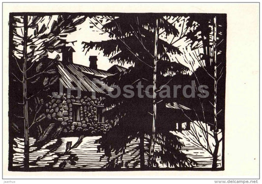 engraving by. A. Ushin - Milk house - Pavlovsk Park - 1969 - Russia USSR - unused - JH Postcards