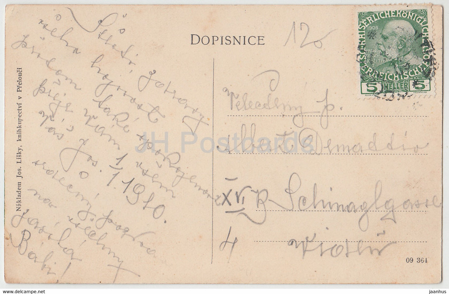 Prelouc - carte postale ancienne - 1910 - République tchèque - occasion