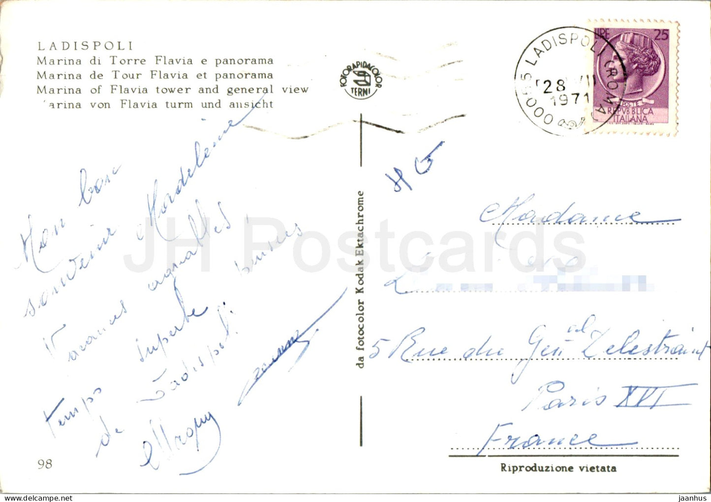 Ladispoli - Marina di Torre Flavia e panorama - tour - vue générale - 98 - 1971 - Italie - utilisé 