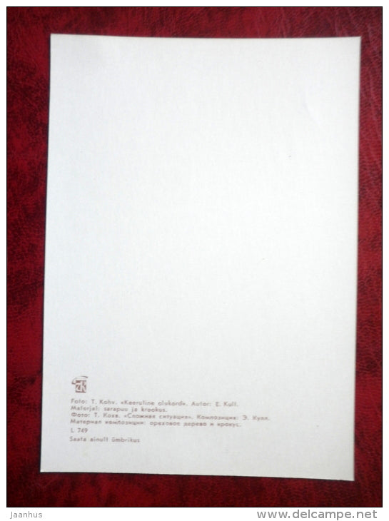 flower composition, ikebana - Complex Situation - hazel - crocus - 1980 - Estonia USSR - unused - JH Postcards