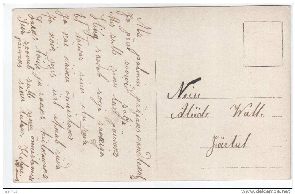 Young woman and minister - flowers - church - old postcard - circulated in Estonia - used - JH Postcards