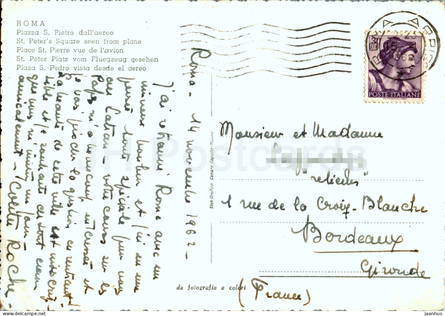 Roma - Rome - Piazza S Pietro dall'aereo - St Peter's Square seen from plane - 1962 - Italy - used