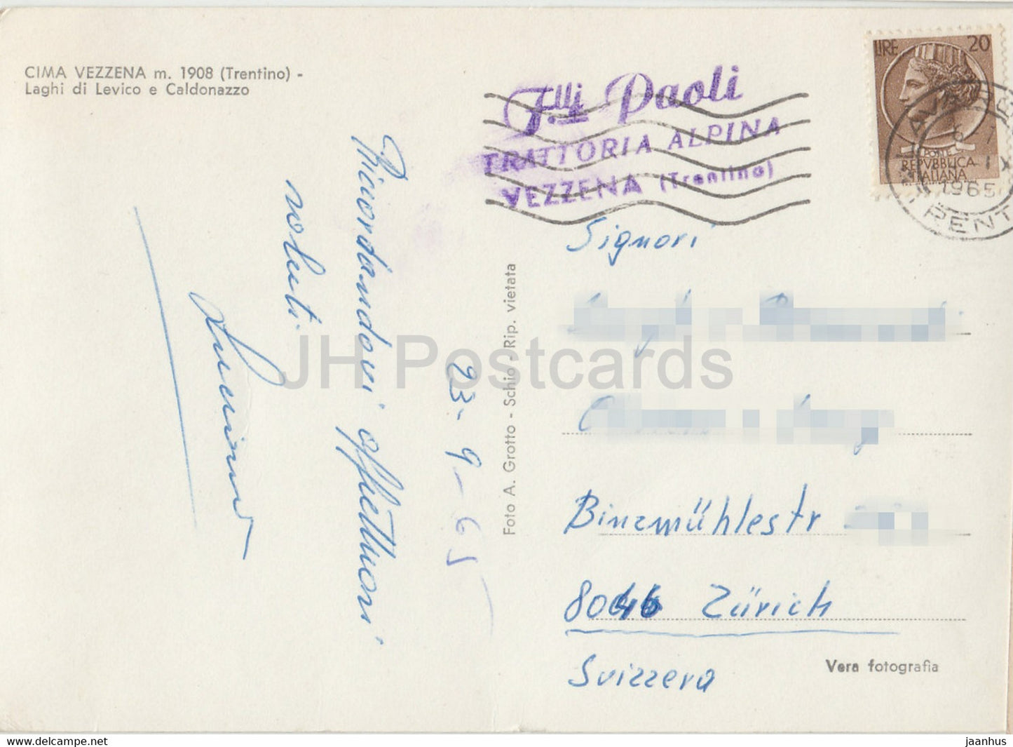 Cima Vezzena 1908 m - Trentin - Laghi di Levico e Caldonazzo - montagne - 1965 - Italie - occasion