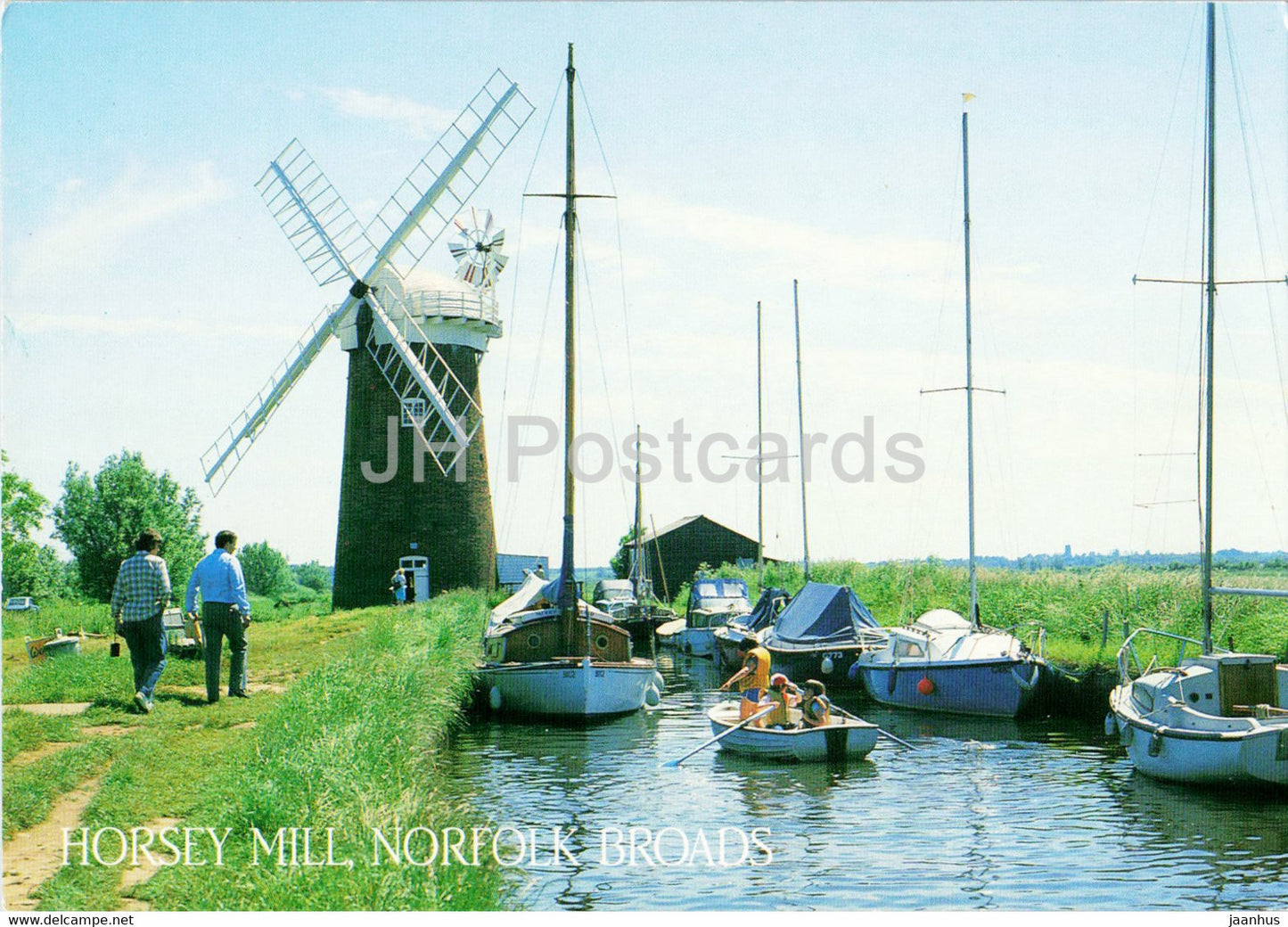 Horsey Mill - Norfolk Broads - windmill - boat - England - United Kingdom - unused - JH Postcards