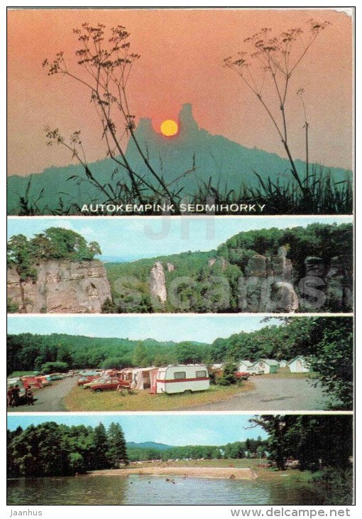 camping Sedmihorky - beach - Czechoslovakia - Czech - used 1986 - JH Postcards