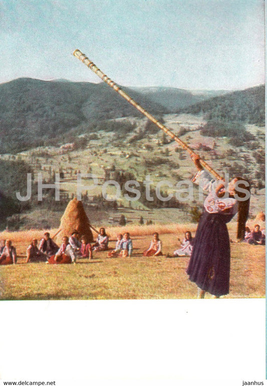 Apuseni Mountains - folk costumes - bucium - 1965 - Romania - unused - JH Postcards