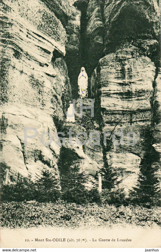 Mont Sainte Odile 763 m - Le Grotte de Lourdes - 10 - old postcard - 1921 - France - used - JH Postcards