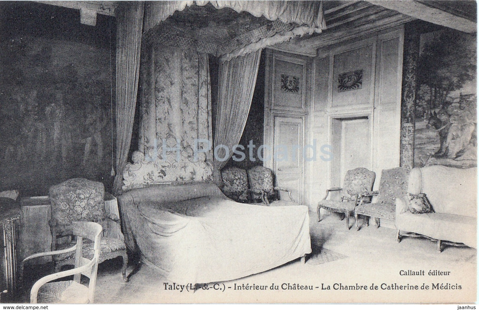 Talcy - Interieur du Chateau - La Chambre de Catherine de Medicis - castle - old postcard - France - unused - JH Postcards