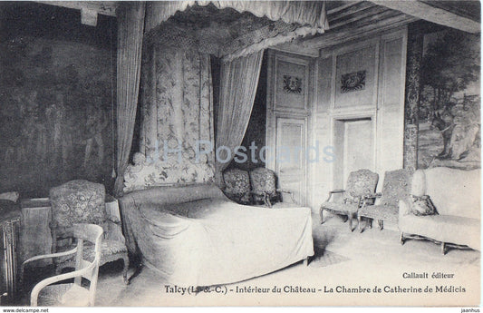 Talcy - Interieur du Chateau - La Chambre de Catherine de Medicis - castle - old postcard - France - unused - JH Postcards