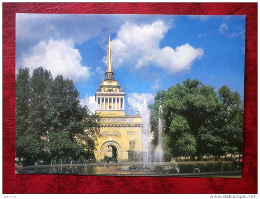 Leningrad - St. Petersburg - The Admiralty - fountain - 1986 - Russia - USSR - unused - JH Postcards