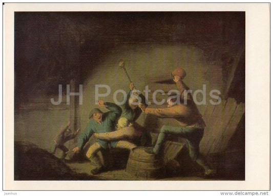 painting by Adriaen van Ostade - Fight , 1637 - Dutch art - Russia USSR - 1985 - unused - JH Postcards