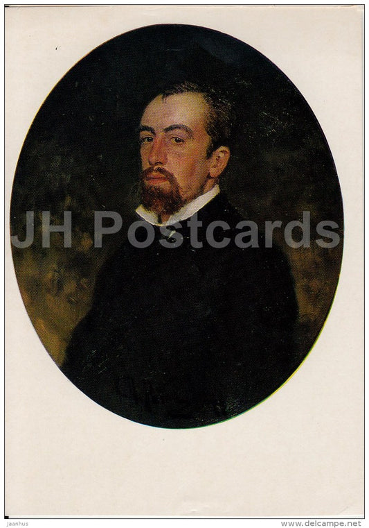 painting by I. Repin - Portret of Artist V. Polenov , 1877 - Russian art - 1974 - Russia USSR - unused - JH Postcards
