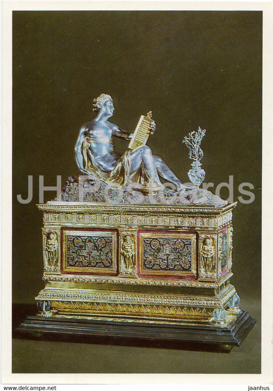 Schreibzeugkastchen - Writing Utensils Box - Grunes Gewolbe - DDR Germany - unused - JH Postcards