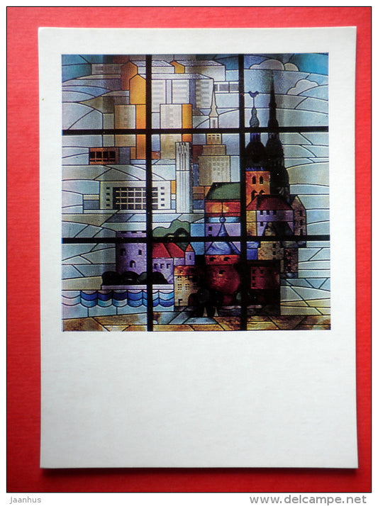 Riga by K. freimanis - Stained Glass - window - Latvia USSR - unused - JH Postcards