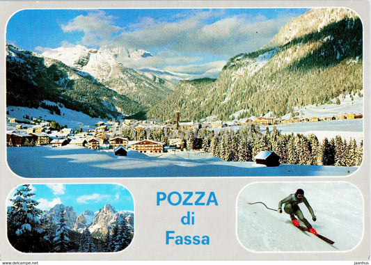 Pozza di Fassa - Dolomiti - alpine skiing - 1989 - Italy - used - JH Postcards