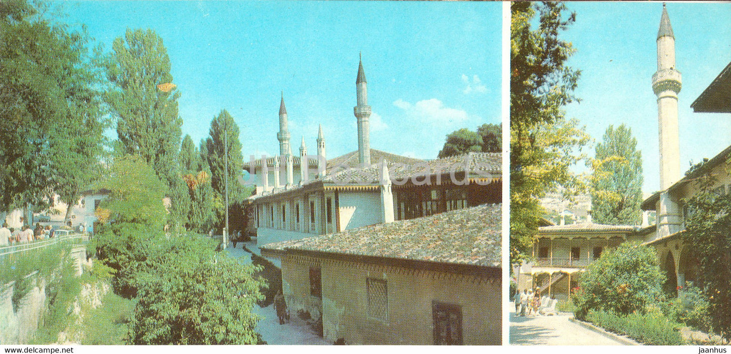 Bakhchisaray Palace Museum - General view - Mosque Minarets - 1 - Crimea - 1981 - Ukraine USSR - unused - JH Postcards