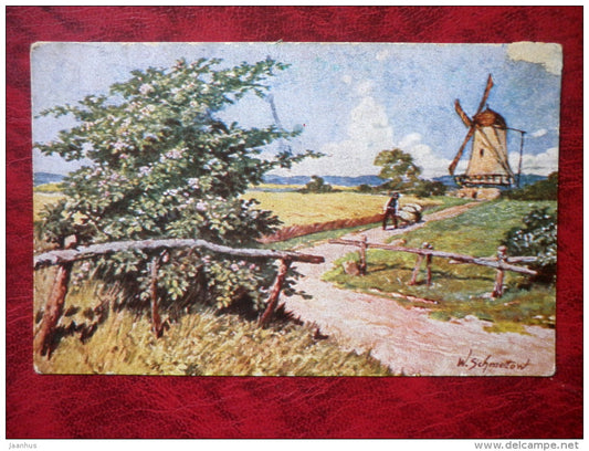 Painting by W. Schmeltow - PELUBA - windmill - serie 321 - Germany - circulated in Estonia - used - JH Postcards