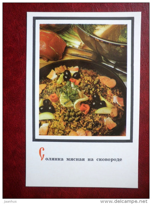 solyanka meat - Russian Cuisine - 1987 - Russia USSR - unused - JH Postcards